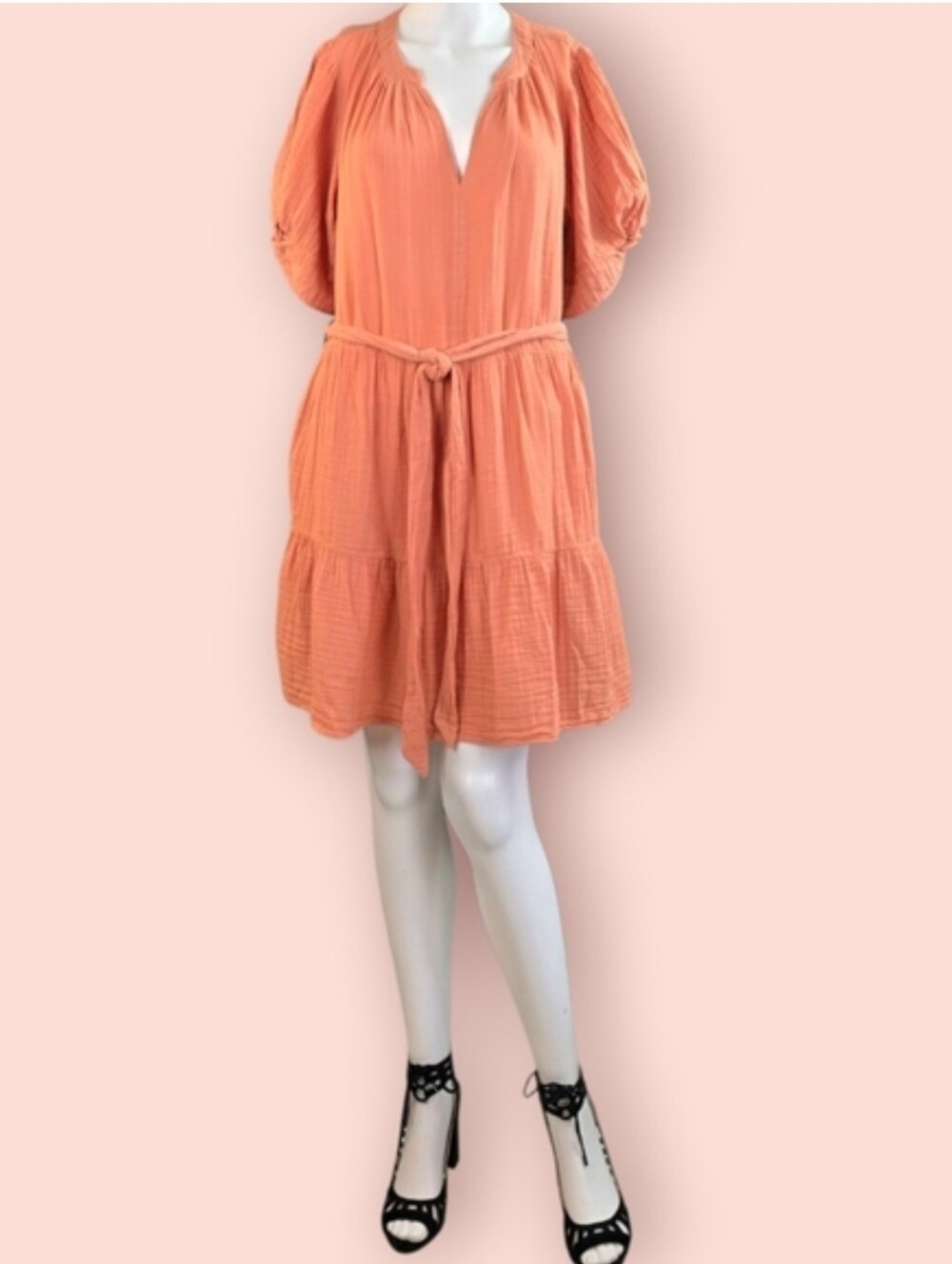 Velvet By Graham & Spencer Bella Mini-Dress In Peach, Rare Color!! - Picture 4 of 15